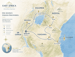 East Africa travel map and regional itinerary planning from Burundi